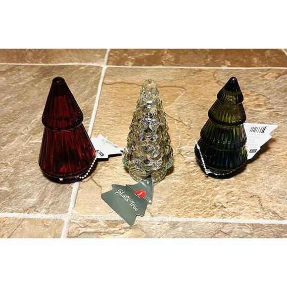 Target Bullseye 4.25" Glass Christmas Tree Set 2023 Clear Green Red - New - Picture 3 of 4